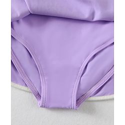 Babyhug Sleeveless Frock Swimsuit With Bow Applique & Cap - Purple