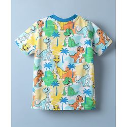 Babyhug Cotton Knit Half Sleeves Co-ords Shorts Night Suit With Animal Print - Multicolor