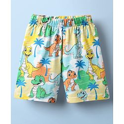 Babyhug Cotton Knit Half Sleeves Co-ords Shorts Night Suit With Animal Print - Multicolor