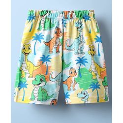 Babyhug Cotton Knit Half Sleeves Co-ords Shorts Night Suit With Animal Print - Multicolor