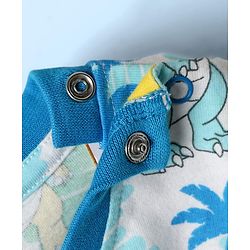 Babyhug Cotton Knit Half Sleeves Co-ords Shorts Night Suit With Animal Print - Multicolor