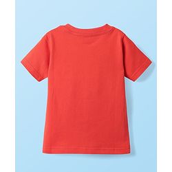 Babyhug Cotton Knit Half Sleeves Shorts Night Suit With Football & Cartoon Print - Red