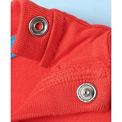 Babyhug Cotton Knit Half Sleeves Shorts Night Suit With Football & Cartoon Print - Red