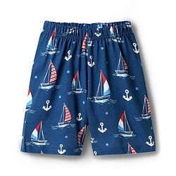 Babyhug Cotton Knit Half Sleeves Co-ords Shorts Night Suit with Nautical Theme Print - Navy Blue