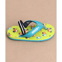 Cute Walk by Babyhug Casual Back Strap Slip On Flip Flops with Vehicle Print - Green