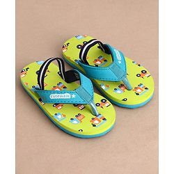 Cute Walk by Babyhug Casual Back Strap Slip On Flip Flops with Vehicle Print - Green
