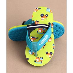 Cute Walk by Babyhug Casual Back Strap Slip On Flip Flops with Vehicle Print - Green