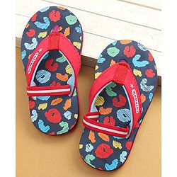 Cute Walk by Babyhug Velcro Closure Abstract Printed Flip Flops - Navy Blue