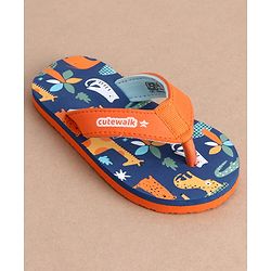 Cute Walk by Babyhug Casual Slip On Flip Flops with Animal Print - Blue & Orange