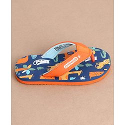 Cute Walk by Babyhug Casual Slip On Flip Flops with Animal Print - Blue & Orange