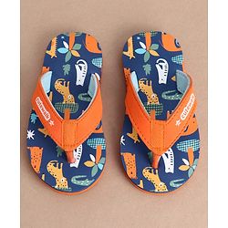 Cute Walk by Babyhug Casual Slip On Flip Flops with Animal Print - Blue & Orange