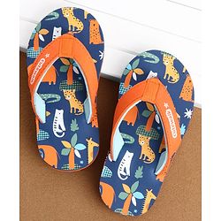 Cute Walk by Babyhug Casual Slip On Flip Flops with Animal Print - Blue & Orange