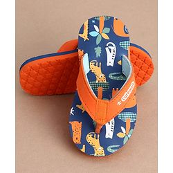 Cute Walk by Babyhug Casual Slip On Flip Flops with Animal Print - Blue & Orange