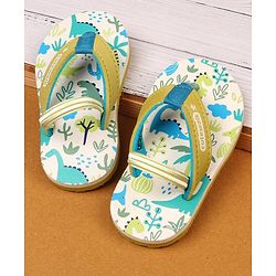 Cute Walk by Babyhug Flip Flop With Tropical Theme Print - White & Green