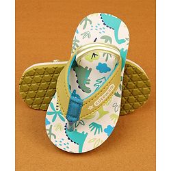 Cute Walk by Babyhug Flip Flop With Tropical Theme Print - White & Green