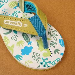 Cute Walk by Babyhug Flip Flop With Tropical Theme Print - White & Green