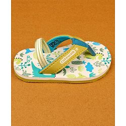 Cute Walk by Babyhug Flip Flop With Tropical Theme Print - White & Green
