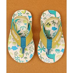 Cute Walk by Babyhug Flip Flop With Tropical Theme Print - White & Green
