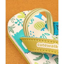 Cute Walk by Babyhug Flip Flop With Tropical Theme Print - White & Green