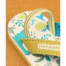 Cute Walk by Babyhug Flip Flop With Tropical Theme Print - White & Green