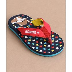 Cute Walk by Babyhug Casual Slip On Flip Flops with Animal Print - Navy Blue