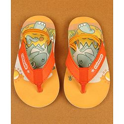 Cute Walk by Babyhug Flip Flops With Animal Print - Mustard