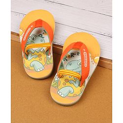 Cute Walk by Babyhug Flip Flops With Animal Print - Mustard