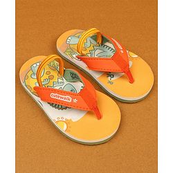Cute Walk by Babyhug Flip Flops With Animal Print - Mustard