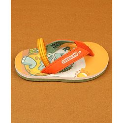 Cute Walk by Babyhug Flip Flops With Animal Print - Mustard