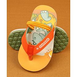 Cute Walk by Babyhug Flip Flops With Animal Print - Mustard