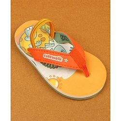 Cute Walk by Babyhug Flip Flops With Animal Print - Mustard