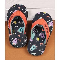 Cute Walk by Babyhug Slip On Flip Flops with Space Print - Navy Blue