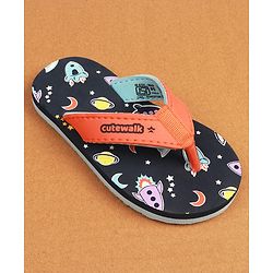 Cute Walk by Babyhug Slip On Flip Flops with Space Print - Navy Blue