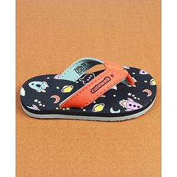 Cute Walk by Babyhug Slip On Flip Flops with Space Print - Navy Blue