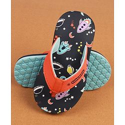 Cute Walk by Babyhug Slip On Flip Flops with Space Print - Navy Blue