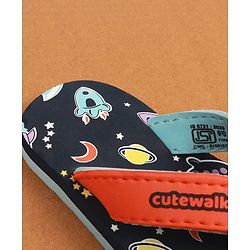 Cute Walk by Babyhug Slip On Flip Flops with Space Print - Navy Blue