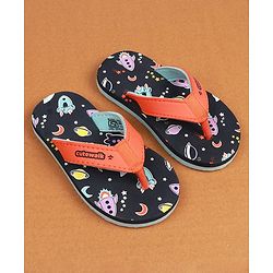 Cute Walk by Babyhug Slip On Flip Flops with Space Print - Navy Blue