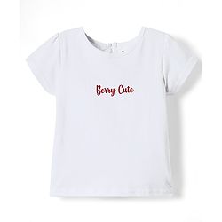 Babyhug Cotton Woven Checks Frock & Half Sleeves Inner Tee With Strawberry Embroidery - Green & White