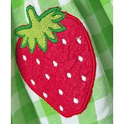 Babyhug Cotton Woven Checks Frock & Half Sleeves Inner Tee With Strawberry Embroidery - Green & White