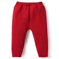 Babyhug Organic Cotton Knit Raglan Sleeves Sweater Set with Cap Reindeer Patch & Stripes - Grey & Red