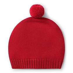 Babyhug Organic Cotton Knit Raglan Sleeves Sweater Set with Cap Reindeer Patch & Stripes - Grey & Red
