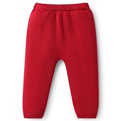 Babyhug Organic Cotton Knit Raglan Sleeves Sweater Set with Cap Reindeer Patch & Stripes - Grey & Red