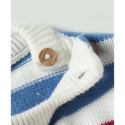 Babyhug Knitted Full Sleeves Pullover Sweater Set With Cap & Reindeer Patch Detailing - Orange