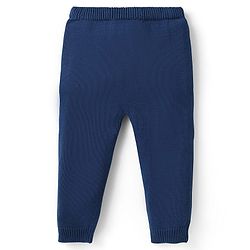 Babyhug Organic Cotton Knitted Full Sleeves Sweater Set with Cap & Penguin Design - Grey & Navy Blue