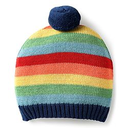 Babyhug Organic Cotton Knitted Full Sleeves Pullover Striped Sweater Set with Cap & Floral Design - Navy Blue