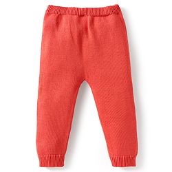 Babyhug Organic Cotton Knitted Full Sleeves Striped Sweater Set with Cap Star Design - Red