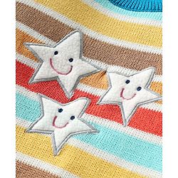 Babyhug Organic Cotton Knitted Full Sleeves Striped Sweater Set with Cap Star Design - Red
