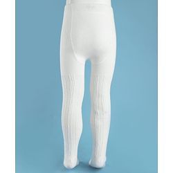 Cute Walk by Babyhug Knit Full Length Antibacterial Solid Colour Tights With Cable Design - White