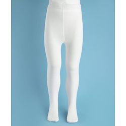 Cute Walk by Babyhug Knit Full Length Antibacterial Solid Colour Tights - White