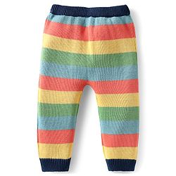 Babyhug Organic Cotton Knitted Full Raglan Sleeves Pullover Sweater Set With Cap & Stripes Design - Multicolour